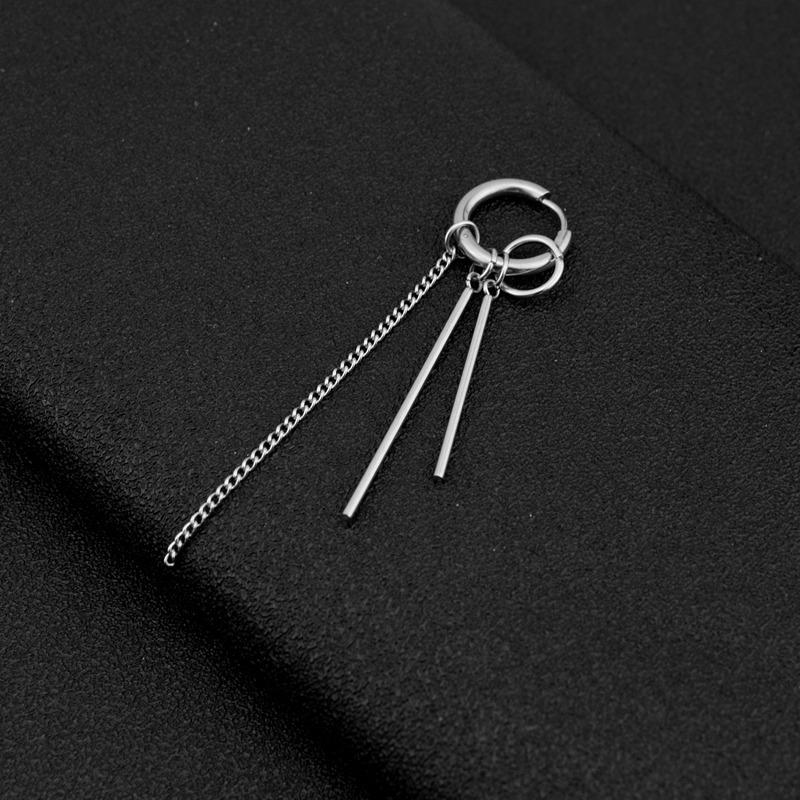 Neue Mode Edelstahl Lange Kette Quaste Pendent Ohrringe Hoop Persönlichkeit Ohr Clips für Unisex Hip-Hop Punk Rock Trendy