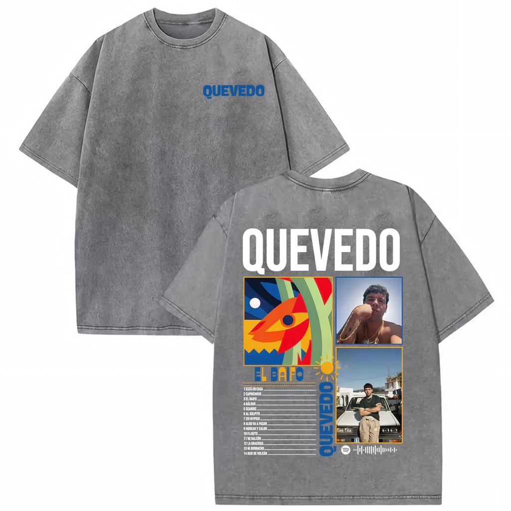 Rapper Quevedo EL BAIFO 2026 Album T-shirt Lavaggio Vintage Unisex Donna Harajuku Hip Hop Street T-shirt Top Estivi T-shirt Girocollo