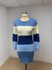 2024 Autumn/Winter Casual Patchwork Color Block Knit Sweater Dress