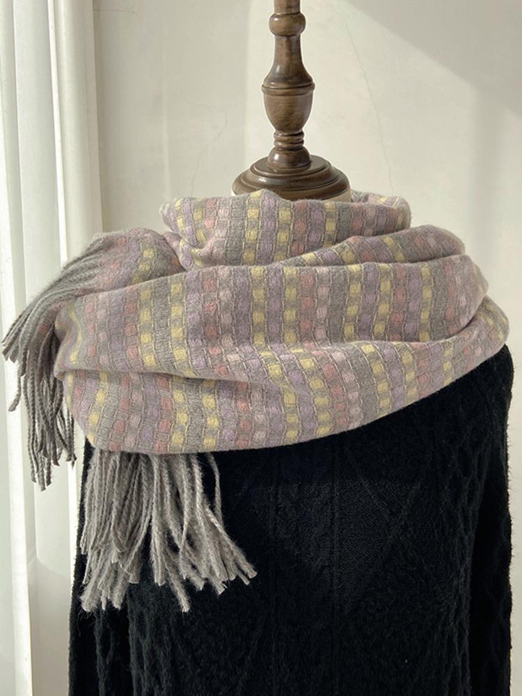 New Sweet Vintage Scarf Headscarf Winter Women Ladies Men Preppy Rainbow Striped Scarve Pashmina Mujer Foulard Wrap Shawl Unisex