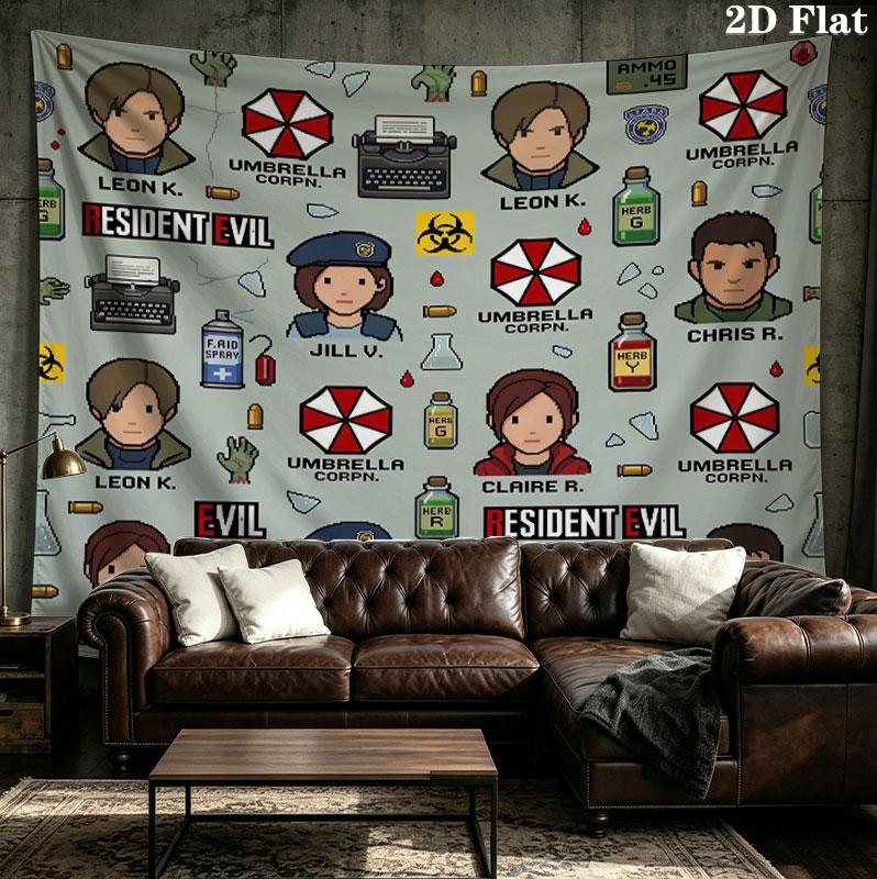 Resident Evil Wall Tapestry Aesthetic Wall Hanging Printed Fabric Blanket Decorative Tapestries For Bedroom Living Room Home Decor