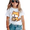 Cat Girl T-Shirt Short Sleeve Tees Girl Clothes Round Neck Top Fashion Junior Girls' Clothing Cute Outdoor Kids T-Shirts