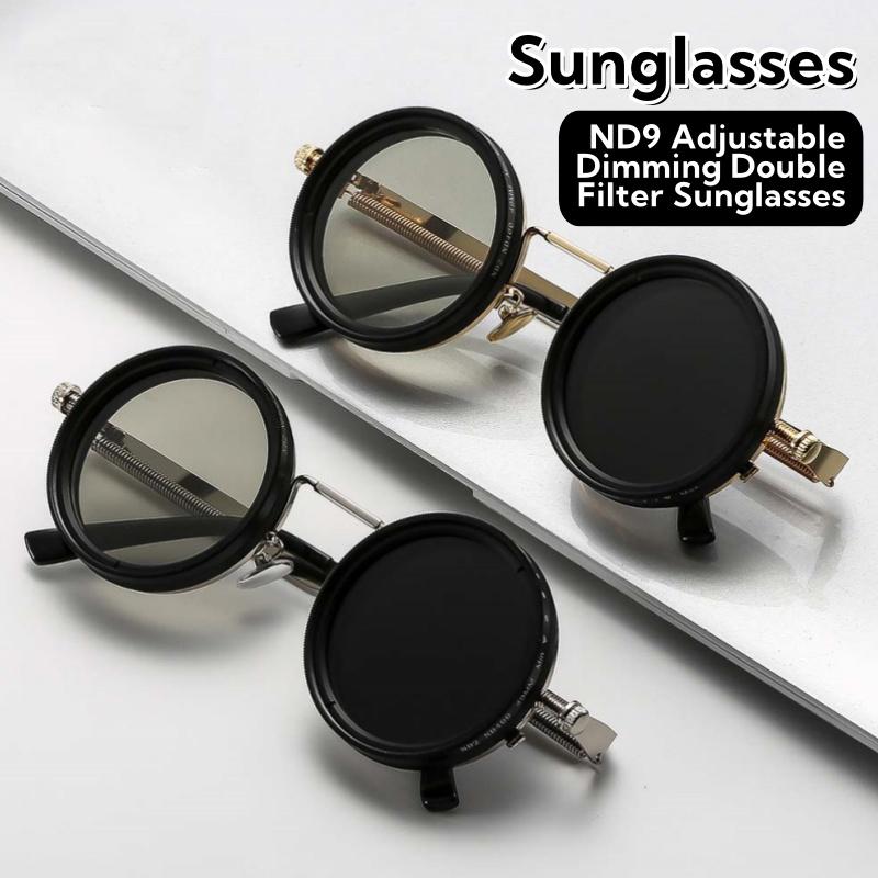 Leisure Round  Adjustable Dimming Double Filter Sunglasses Uv-Resistant Personalized Polarized Light Glasses Eye Protection