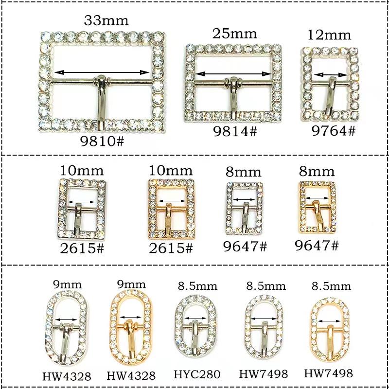 New Multi Size Gold and Silver Double Color Metal Zinc Alloy Water Diamond Rectangular Buckle Luggage Adjustable Buckle with Sun