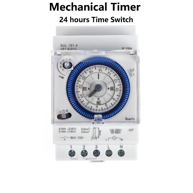 Sul181D Industrial Time Control Switch 110-230V Time Relay 24-Hour Time Control Switch Track Installation Mechanical Timer