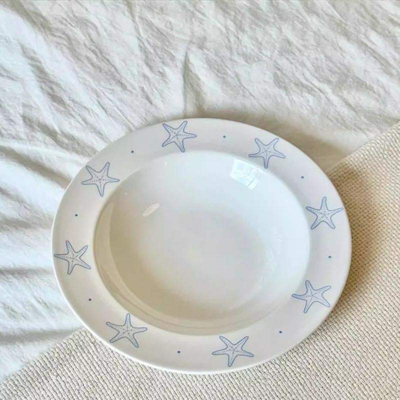 Vintage Purple Starfish Straw-hat-shaped Bowl New Household 9 Inch Decoration Firing Craft Ceramic Plates Creative Pasta Plate 9 inches