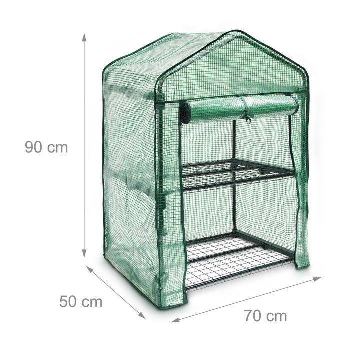 Relaxdays Serre De Jardin 60 X 46 Cm 2 Étages Étagère Avec Bâche Amovible Balcon Terrasse Tente