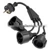 35CM European Standard Waterproof 1-to-3 Plug Cable Extension Cord