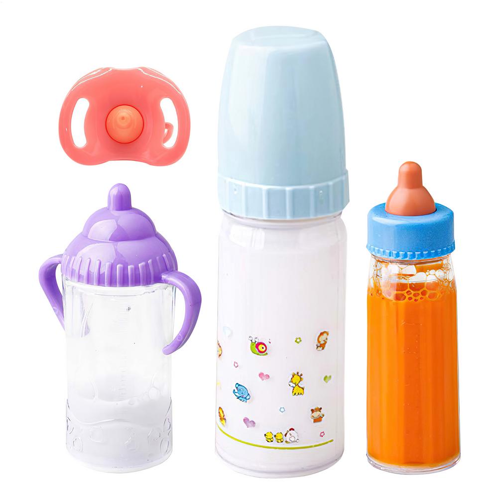 15.2cm/9.3cm Doll Magic Milk Juice Bottles With Pacifier Bibs Fit New Born Dolls Plastic Nipple Bottle Dollhouse Toys Set Reborn