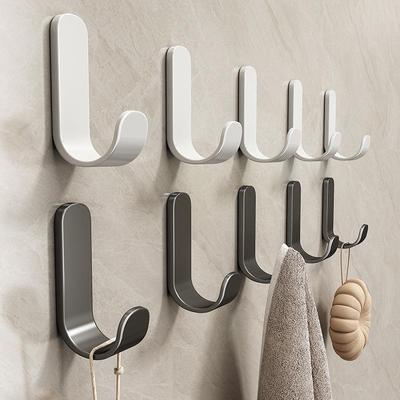 Strong Adhesive No-Drill Hooks - Gun Gray Wall Stickers for Kitchen, Bathroom & Door Storage