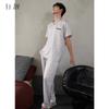 Xuan Liang Men's Pajamas Summer Ice Silk Short Sleeved Pants V-neck Outable Simulated Silk Large Home Furnishing Set