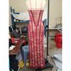 Damen Freizeit Langarm Enganliegend Spitze Träger Meerjungfrau Bodycon Langes Kleid