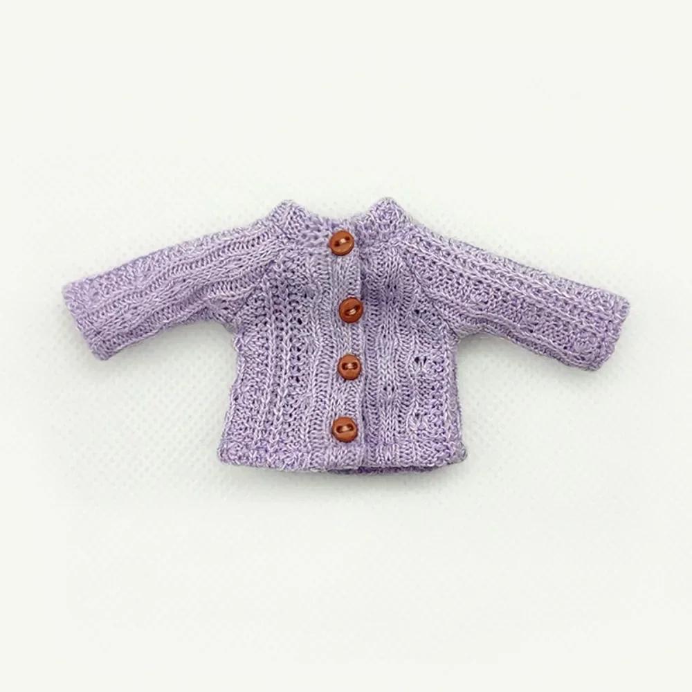 Handmade Doll Knitted Sweater Cardigans Multicolored Mini Casual Clothes Kids DIY Gift Toys for 1/11 1/12 Dolls For OB11 Dolls