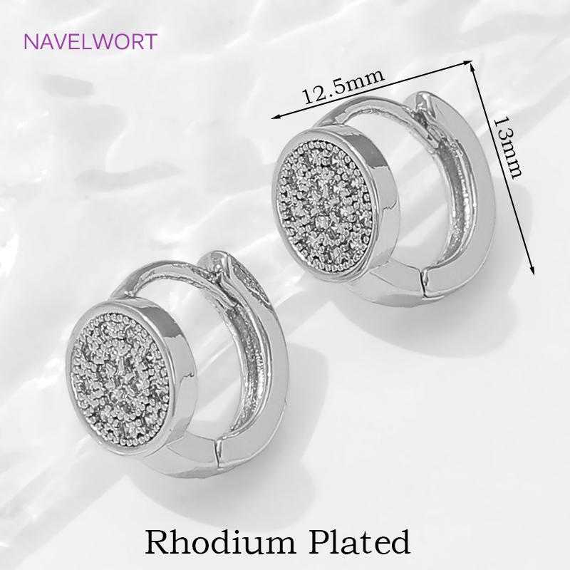 Trendy 18K Gold Plated Brass Round Earrings,Inlaid Zircon Earring Hooks Clasps,Fashion Earring For Women Party Gifts 2 pieces