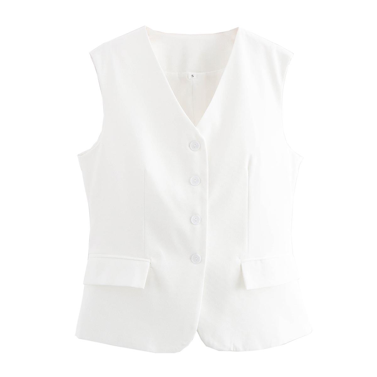 

European American Women s Fashion Versatile Vest M білий