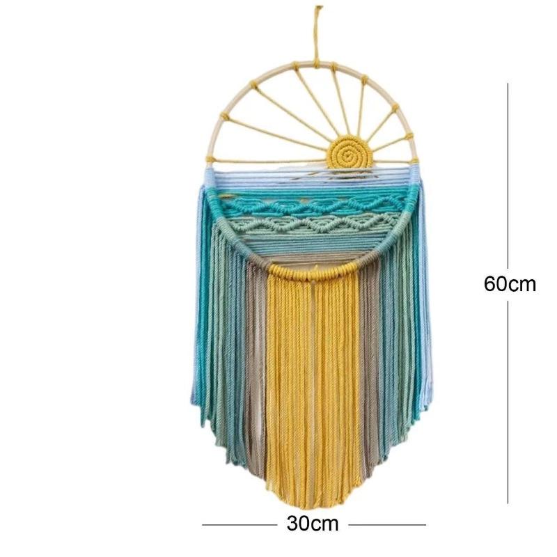 Bohemian Handwoven Wall Hanging Tapestry Fringe Decor Aesthetic Bedroom Art Macrame Boho Chic Home Decoration Accent Piece