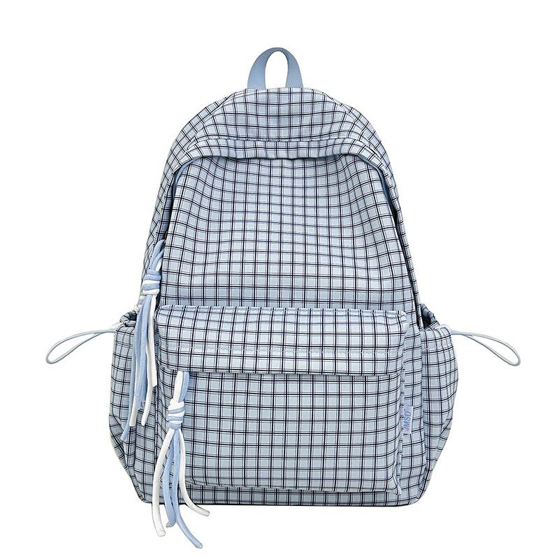 High Looks Forest Style Small Fresh Grid Girl Heart Travel Backpack Korean Version Instagram Style Student Party Class Backpack