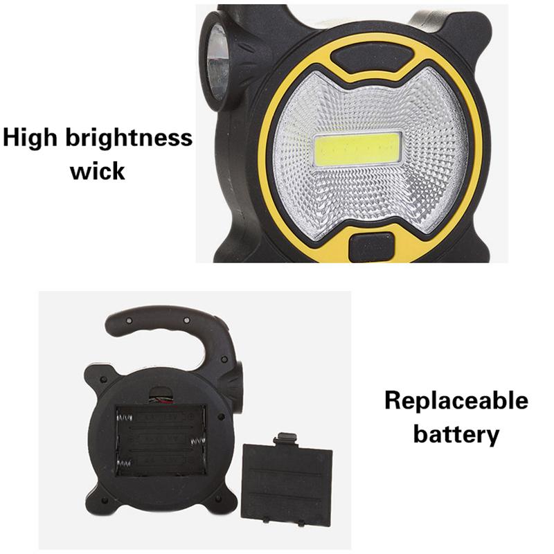 Battery Powered Portable Cob Led Work Light Handheld Lantern Flashlight Outdoor Tent Camping Lights With Handle (Without Battery
