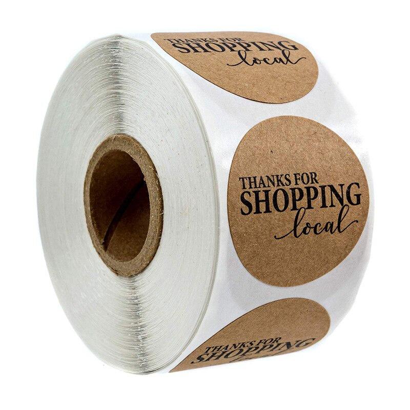 500pcs/ Roll Round Sticker Thank You for Shopping Vintage Kraft Paper Store Packaging Decorative Shopping Bag Sealing Stickers