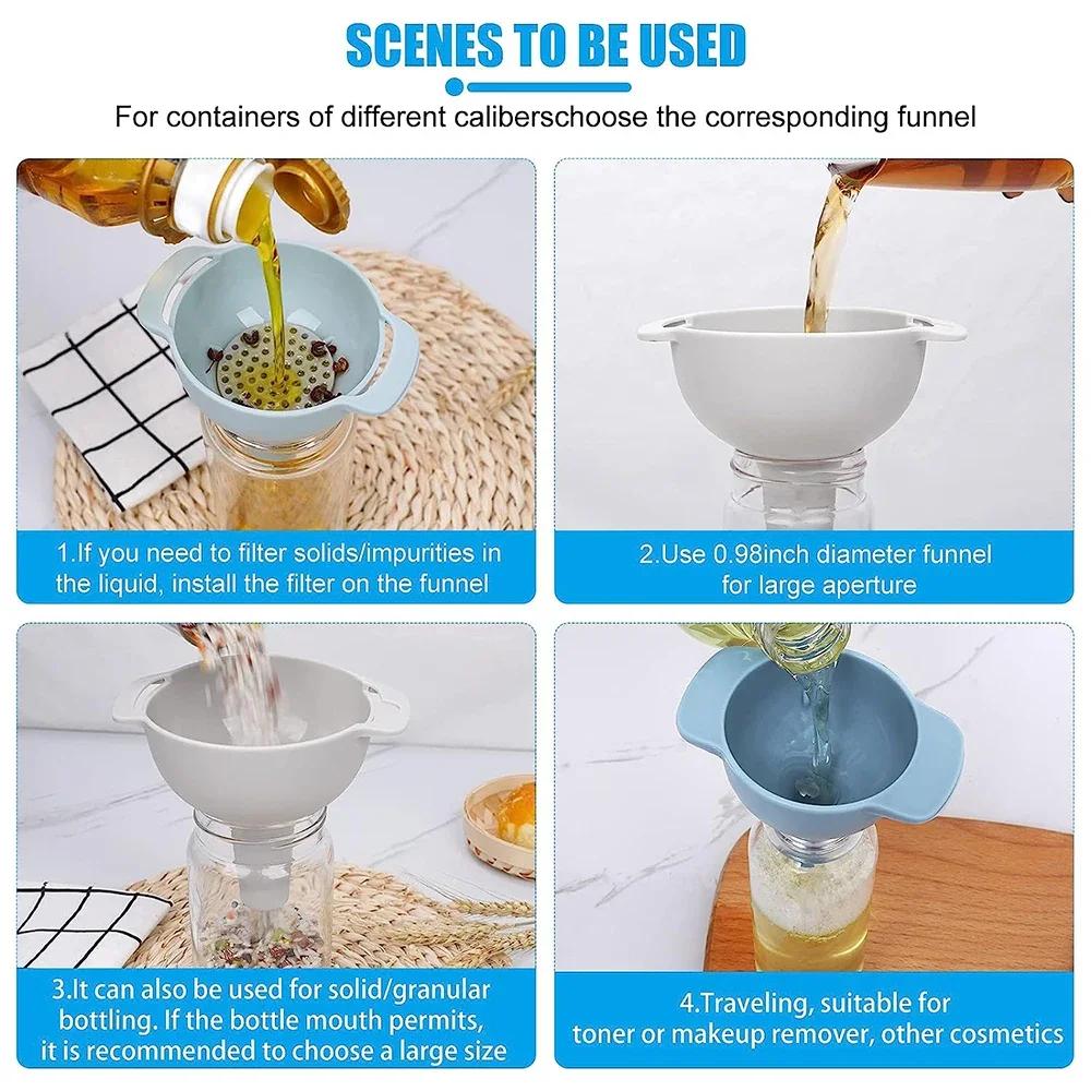 Household Filter Plastic Multi-function Funnel Set Oil Hopper Filter Oil Can Sub-packaging Funnels Kitchen Accessories