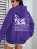 Creative Whale Shark With Letters Print Woman'S Streetwear Soft Trendy Hoodies Solid Color Warm Clothes Loose Hip Hop Hoody