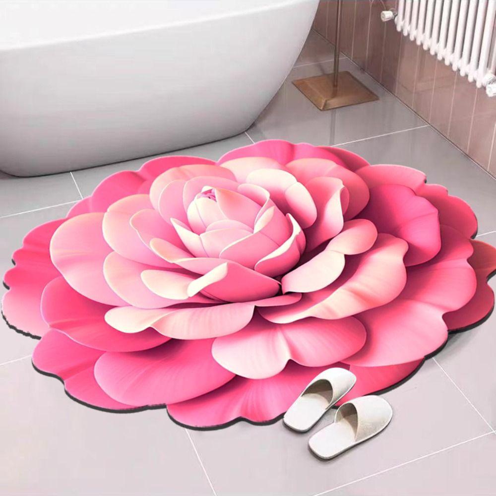 Special-shaped Peony Floor Mat Non-slip Door Gasket  for Living Room Tea Table Bedside