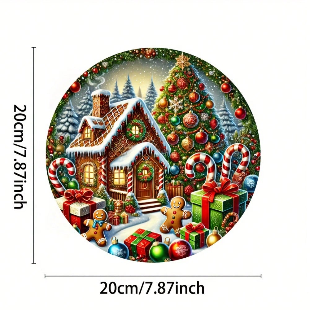 1pc Gingerbread House Christmas Iron Wall Art Festive Home Decor Sign Thanksgiving New Year Gift