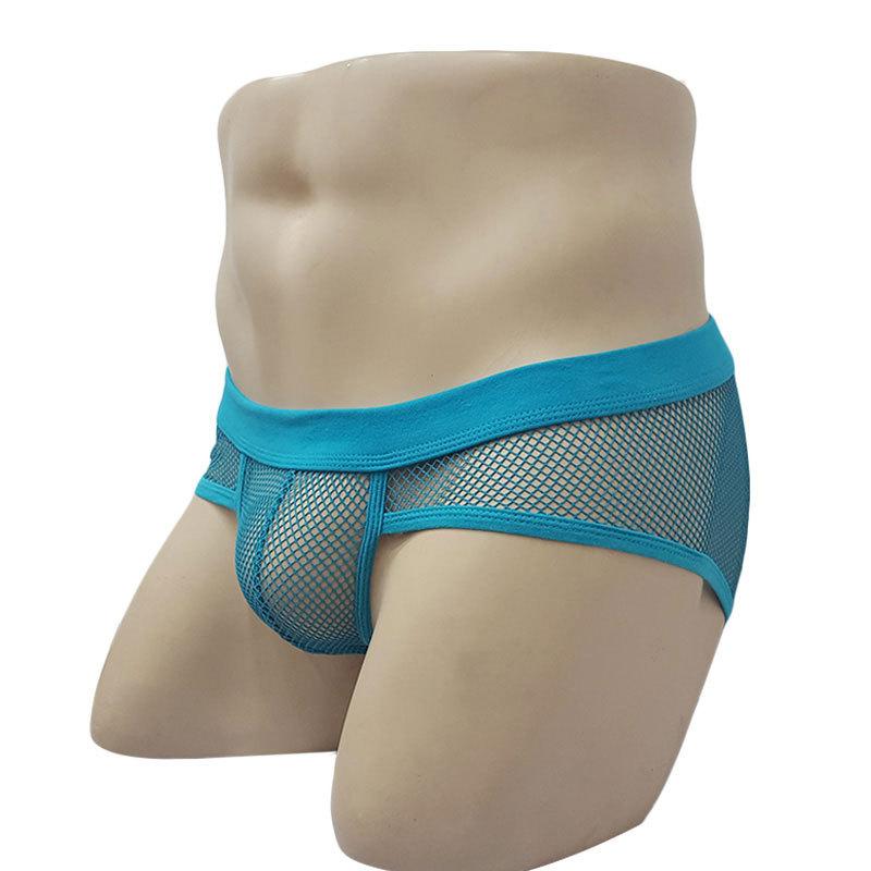 Men's Triangle Underwear Mesh Breathable Low Waist Transparent Underwear Solid Color Underwear