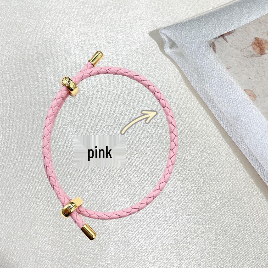 Corda de Pulso Ajustável de Couro de 3mm - Pulseira do Zodíaco Bagua - Corda Decorativa Vermelha para DIY