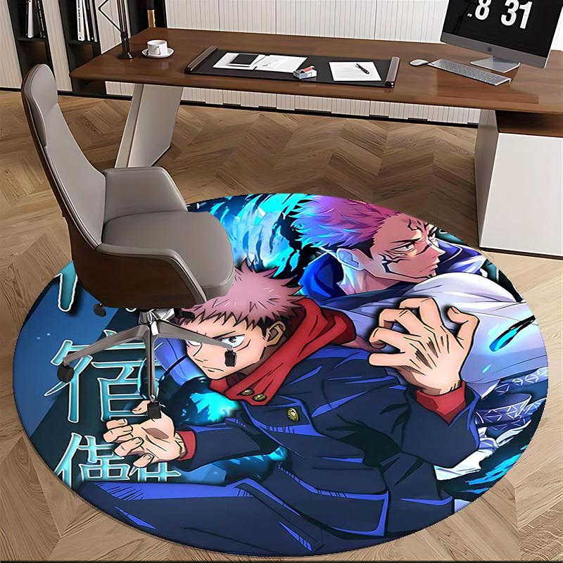 1pc Anime Cartoon Design Round Carpet Office Chair Mat, NonSlip Rug for Home Decor