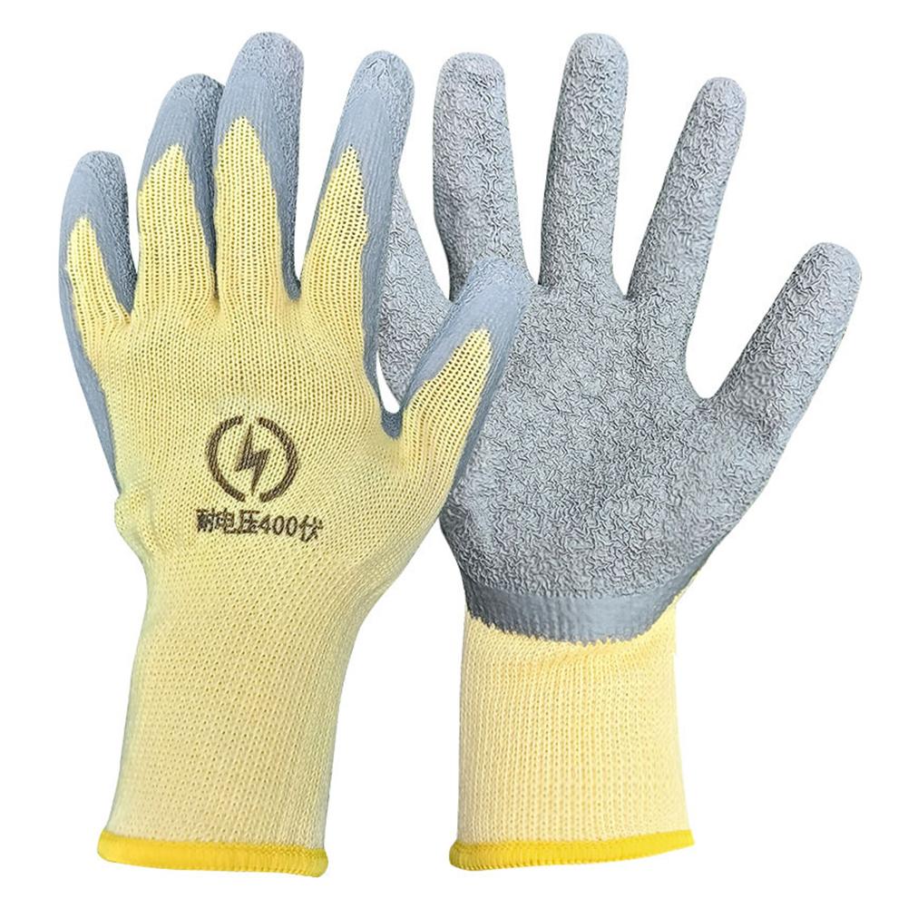 Blue Electrical Safety Gloves Insulated Natural Rubber Withstand 400V For Industrial And Electrician Use серый