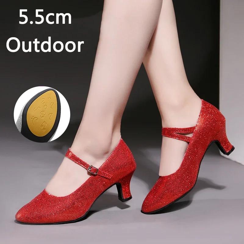 Tênis de Salão Sapatos de Dança Latina para Interior/Exterior Feminino Sola Macia Sapatos de Dança Dedos Fechados para Dança Moderna Jazz Tango