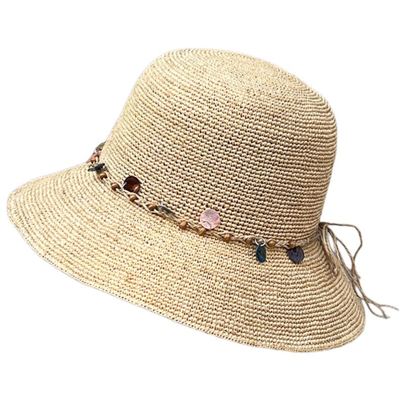Spring And Summer Vacation Ethnic Style Lafite Grass Hand-Woven Big-Brimmed Sun Hat Women'S Foldable Casual Straw Hat Basin Hat