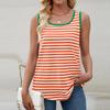 Spring Summer New Loose Sleeveless Striped Color Block Vest Women's Top Polyester Blend Fabric Comfortable Breathable