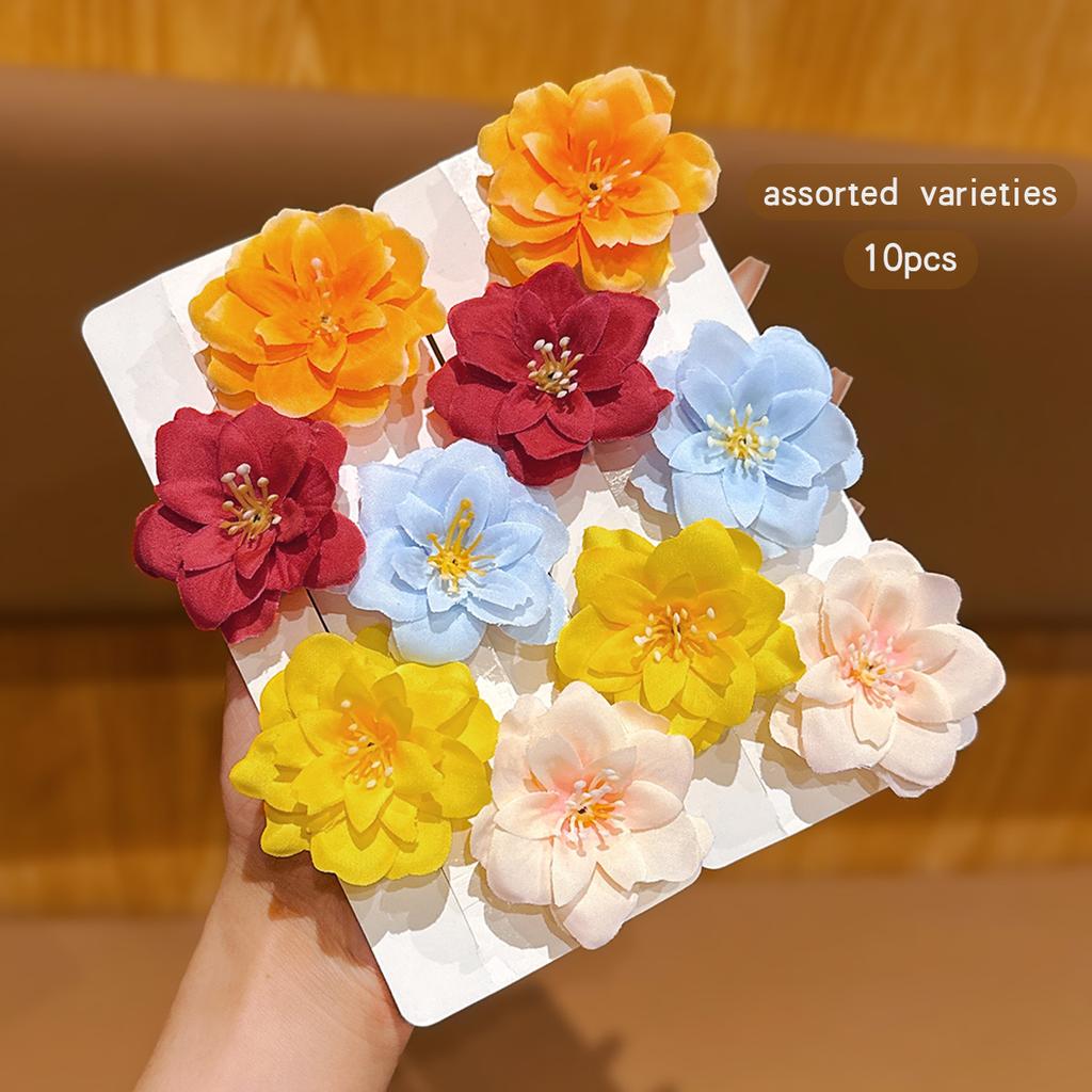 10 color random flower hair clips, braided hair accessories for daily use