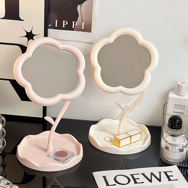 Sunflower Makeup Mirror Portable Cream Dressing Table Hanging Jewelry Mirror Desktop Student Makeup Touch Up Rotatable Mirror
