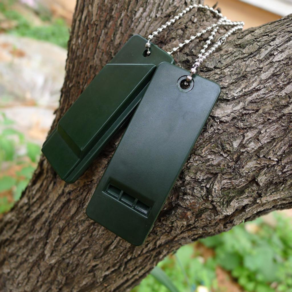 2ks 3-frekvenční píšťalka s klíčenkou High Decibel Survival Whistle Kempování Turistika Nouzové přežití Whistle Outdoorové nástroje