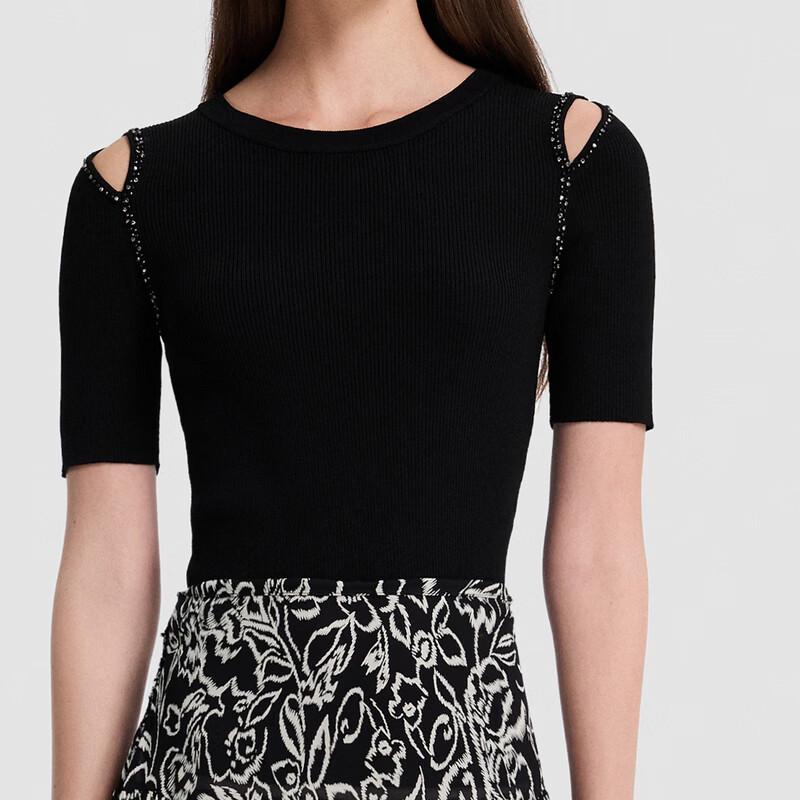 ELLASSAY Women's Textured Slim-Fit Short-Sleeve Knit Top