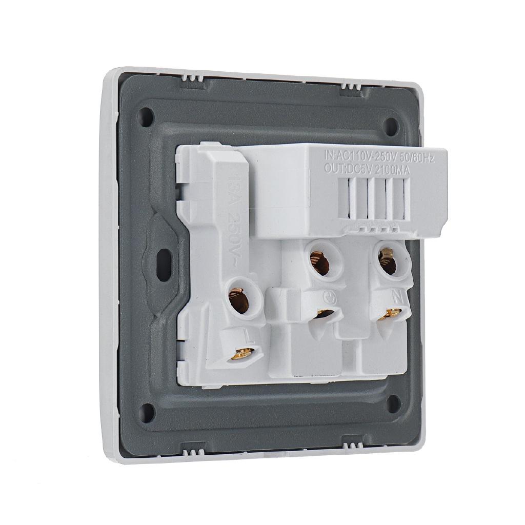 13A Wall Socket 2 USB Power Adapter Port Outlet Panel Electrical Socket Home Fittings Charger Anti Impact Easy Install