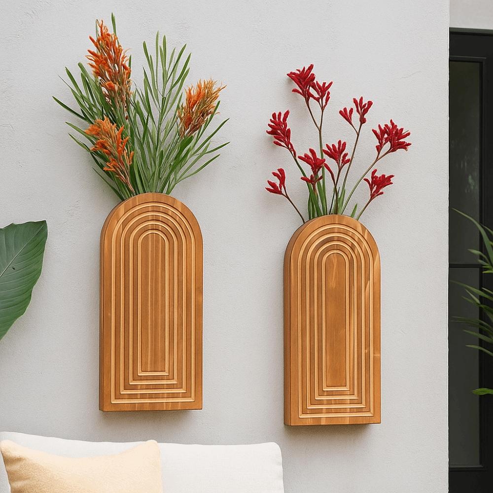 Handgemachter Wandpflanzer Moderner Bauernhaus-Wandpflanzer Kunstdekor Hölzerne Wandvase Schlafzimmer