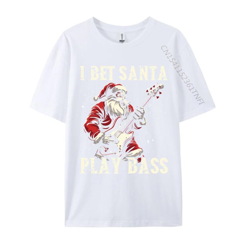 Christmas Guitar Xmas Bass Guitarist Musician Santa Claus Tshirt Art Style Camisa Streetwear Casual Tee Pure Cotton Fit Top