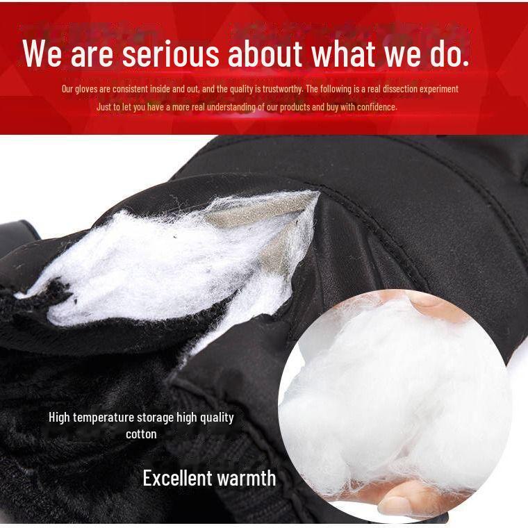 Men's Winter Waterproof Cotton Cycling Gloves: Warm, Velvet-Lined, Cold-Proof, Ideal for Motorcycling, Outdoor Activities, and Skiing.