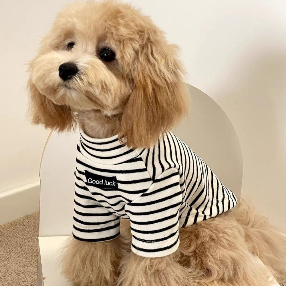 High Collar Dog Base Coat Soft Pet Warm Sweater Pet Apparel Striped Sweatshirt  Indoor Use