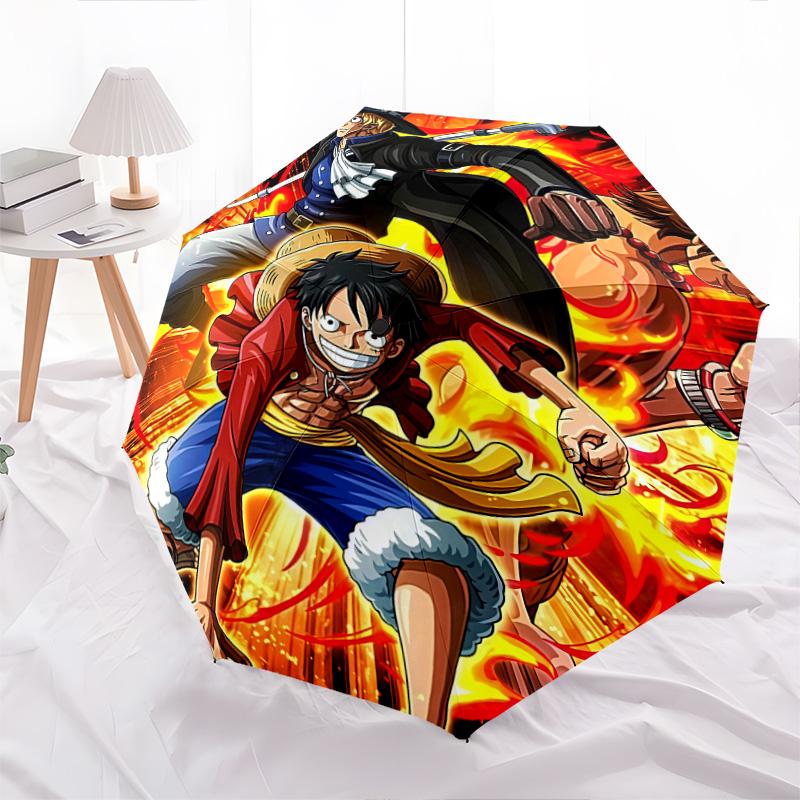 1 PC Automatic Folding Umbrella - Monkey D Luffy Pattern Portable Foldable Design With 8 Ribs Christmas Birthday Gifts