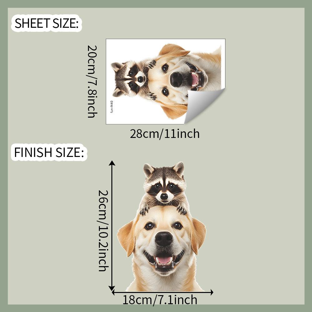

Милый щенок золотистого ретривера, енот, балкон, стеклянное окно на заднем плане, украшение и декор, наклейки на окна