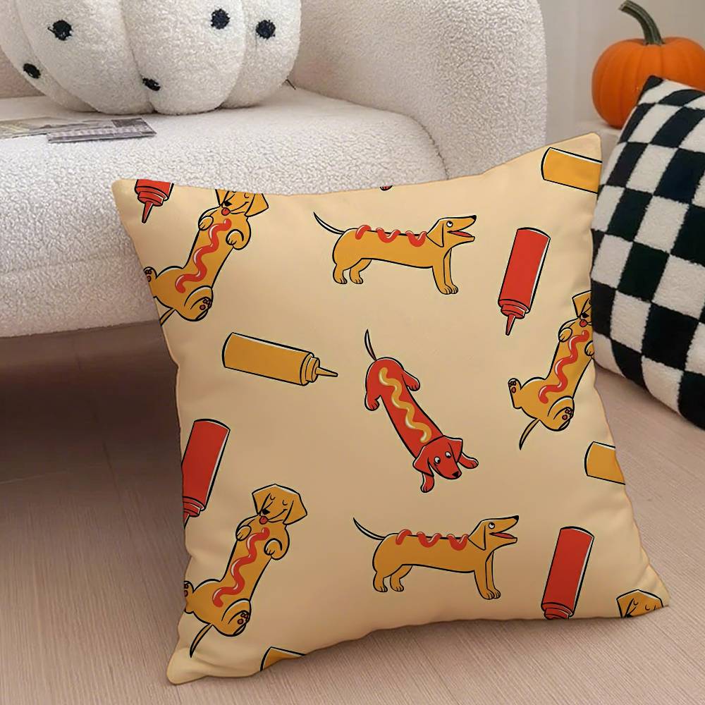 

Милая наволочка Такса Дахшунд, наволочка против пылевых клещей, невидимая молния, шелковистый короткий плюш, чехол на диванную подушку 12x12Inch