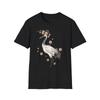 Crane Cherry Blossom Watercolor Japanese Art Black Tee Graphic T-Shirt
