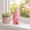 Sweet Atmosphere Ornament 3D Printed Garden Gnome Statue Holding Heart, Cute Pink Figurine, Weather-Resistant Indoor Burr-free Sculpture and Outdoor,