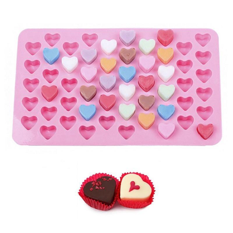 1 Pezzo Strumenti da Forno 55 Fori 1.5 Mini Cuore Stampo per Torta in Silicone Cioccolato Fondant Gelatina Biscotto Muffin