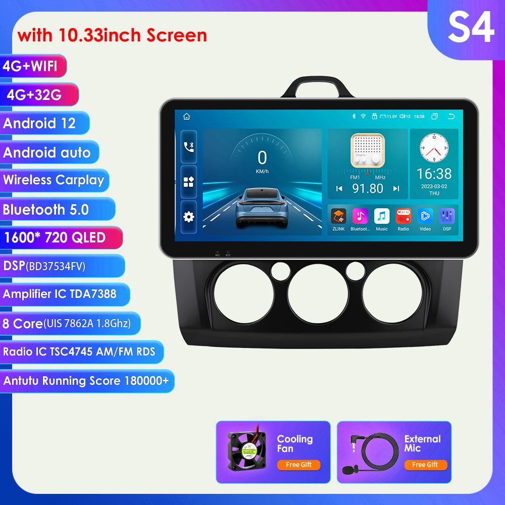 Radio samochodowe 9 "2 Din 4G-LTE WiFi dla Ford Focus Exi MT 2 3 Mk2 Mk3 2004-2011 odtwarzacz multimedialny Android 12 nawigacja GPS inteligentny ekran jednostka główna